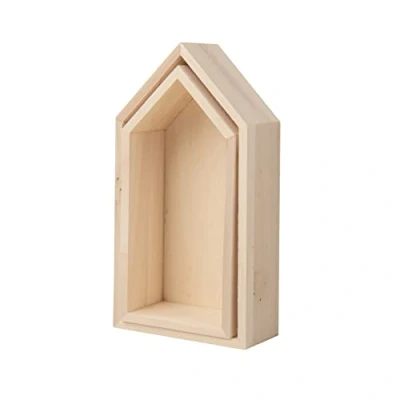 Obrázek Rayher Dřevěné rámové domy FSC, 2dílná sada, 17x9x4 cm + 15x7x4 cm, dřevěný rám, béžová, 62695000