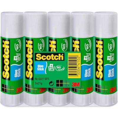 Obrázek Scotch 3M Trvalý lepidlo 1 balení s 5 lepidly bez rozpouštědla 21 g na hůl víceúčelové pro domácnost, ve škole nebo kanceláři