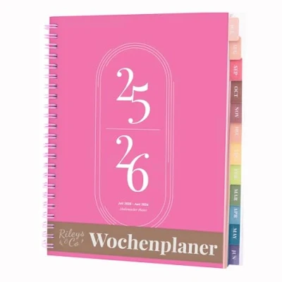 Obrázek Rileys &amp; Co Kalender 2024 2025 A5 Schülerkalender Schulplaner Studienplaner Semesterplaner Perfekt für Schüler, Studenten, Berufstätige Rosa (20 x 15 cm) auf Deutsch