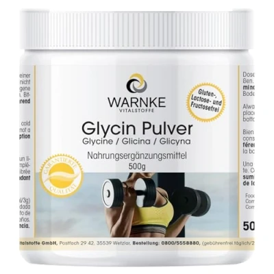 Obrázek Glycinový prášek 500 g 100% čistý bez přísad, veganský proteinogenní aminokyselina výstražné vitální látky německá lékárnická kvalita