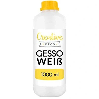 Obrázek Creative Deco Profesionální bílý gesso 1 l akrylové barvy nebo perfektní základní nátěr pro malování ideální olejové barvy, decoupage, finnabair, malířská barva