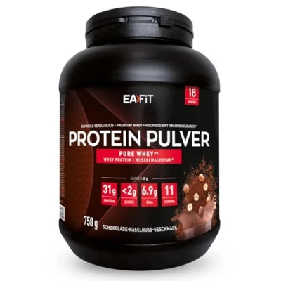 Obrázek Whey Protein prášek z lískových oříšků 750 g Premium syrovátkové proteiny pro růst svalů Isolate proteinový proteinové preparáty EAFIT made in France