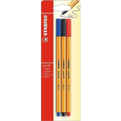 Obrázek Fineliner STABILO point 88 balení 3 ks červená, modrá, černá