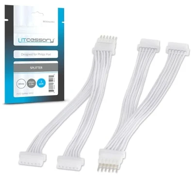 Obrázek Litcessory Jednotlivý 6pólový na rozdělovač pro Philips Hue Lightstrip Plus (2 kusy, bílý MIKRO 6 POLIG V4)