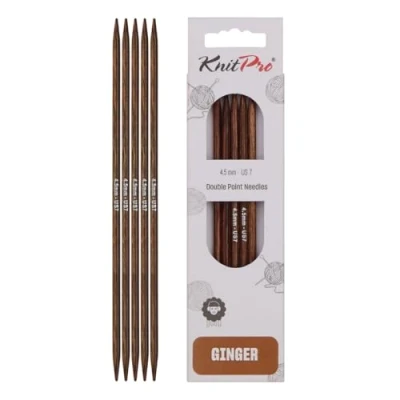 Obrázek KnitPro K31028 Punčochové pletací jehlice, Wood, hnědé, 20 cm, 4,5 mm, 5 coulů