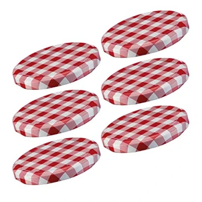 Obrázek Westmark 6 šroubových/Twist off víček pro zavařovací sklenice, kulaté, Ø 63 mm, bílý plech, červeno bílá, kariéra, 40972270