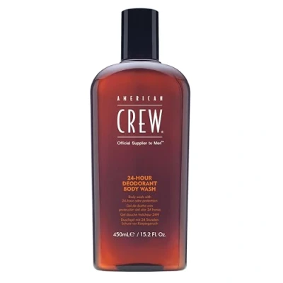 Obrázek AMERICAN CREW 24h deodorant body Wash, 450 ml, sprchový gel pro muže, vlhkost &amp; dlouhotrvající ochrana před tělesným zápachem, s olejem z čajovníku a máty peprné
