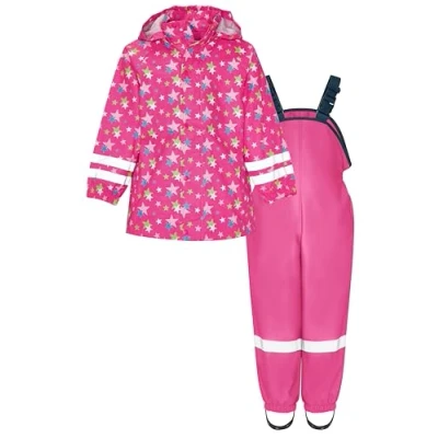 Obrázek Playshoes Regenanzug Sterne Allover SET Vodotěsná bunda pro děti, Velikost: 80, Pink