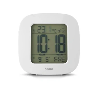 Obrázek Hama Funkwecker RC 45 (DCF Funkuhr, Wecker digital mit Batterie, Temperaturanzeige, Schlummerfunktion, eine Weckzeit, Hintergrundbeleuchtung, Speed Alarm, inkl. Batterien) weiß