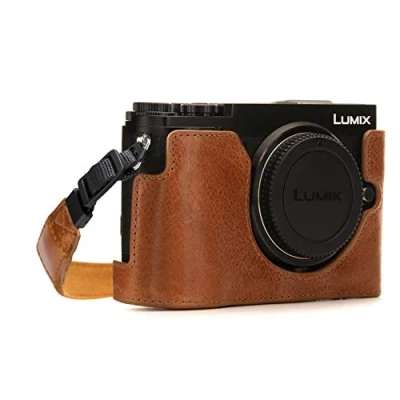 Obrázek MegaGear Panasonic Lumix GX9 EVER Ready pravá kůže kamera pro Half taška s popruhem