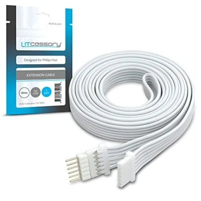 Obrázek Litcessory Prodlužovací kabel pro Philips Hue Lightstrip Plus (1 m, 1 kus, bílý MIKRO 6 POLIG V4)