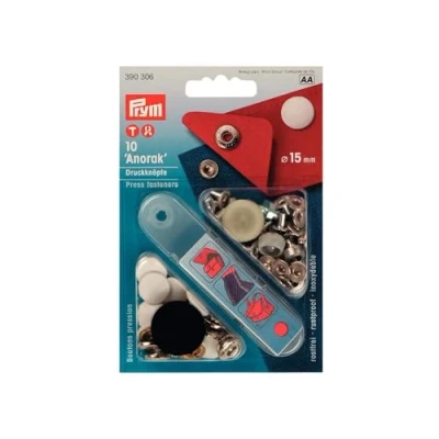 Obrázek Prym 390306 patentní knoflík Anorak mosaz 15 mm bílá, kov