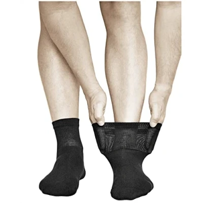 Obrázek vitsocks Pánská plyšová podrážka pohodlné ponožky s komfortním pasem (3x balení) měkká bavlna, vel. 39 42 43 46, Černá (3 páry)