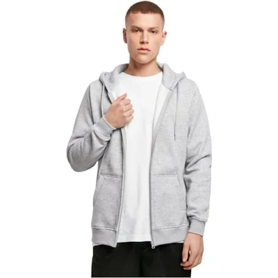 Obrázek Build your Brand Pánská mikina s kapucí Heavy Zip Hoody, pánský pulovr z bavlny a polyesteru v mnoha barvách, XS 5XL velikosti, Šedá (Heather Grey 00431)