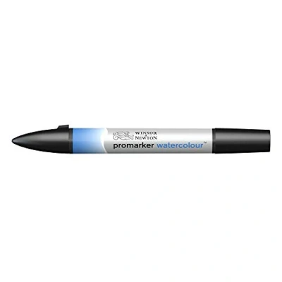 Obrázek Winsor &amp; Newton akvarelové zvýrazňovače 0201401 2 hroty, štětec a jemný hrot, stálý na světle, vysoce pigmentované barvy pro kaligrafii, kresby středně modrý