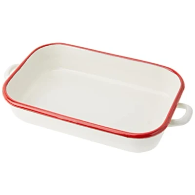 Obrázek Ibili Bräter mit Griffen 32x7 cm aus emailliertem Stahl in weiß/rot, 25