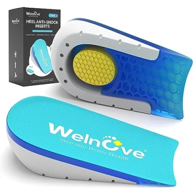 Obrázek Welnove Schuheinlagen Gel Fersenkissen Cup für Achillessehnenentzündung, Plantarfasziitis, Fersenschmerzen, Fersensporn, 0,6&quot; 1&quot; Heel Lift Support Frauen 37,5 41 &amp; Männer 37 39(2 Paar)