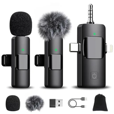 Obrázek Romon bezdrátový mikrofon Lavalier pro iPhone/Android/PC/kameru, mini Plug and Play mobilní telefon, s konektorem mikrofonu live streaming