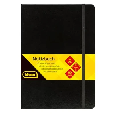 Obrázek Idena 209281 Notebook DIN A5, 192 stran, 80 gsm, kostkovaná, černá