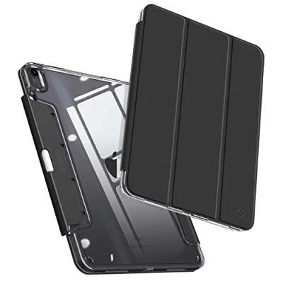 Obrázek Fintie Pouzdro pro iPad Air 11 palců M2 (2024), 5. Generation (2022) / 4. Gen 10,9 palců, křišťálově jasná zadní strana s diskrétním, zasouvacím držákem na tužky, černé