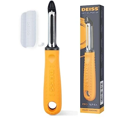 Obrázek Deiss PRO Premium Gemüseschäler Scharfer Edelstahlschäler mit einfachem, rutschfestem Griff, Kartoffelschäler für die Küche, Obst, Karotte, Apfel, Gemüse, Kiwi, langlebig
