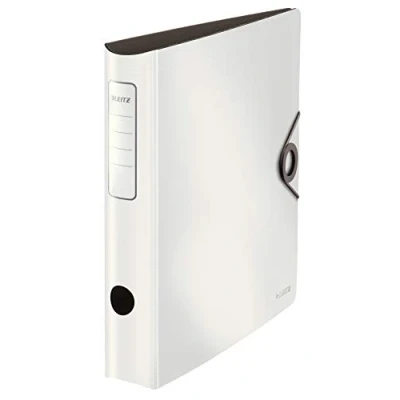 Obrázek Leitz Kvalitní pořadač 180 Active Solid, A4, úzký, zaoblená zadní strana, 6,5 cm široký, gumový pásek, lehký polyfoam, plastový pořadač, bílý, 10481001