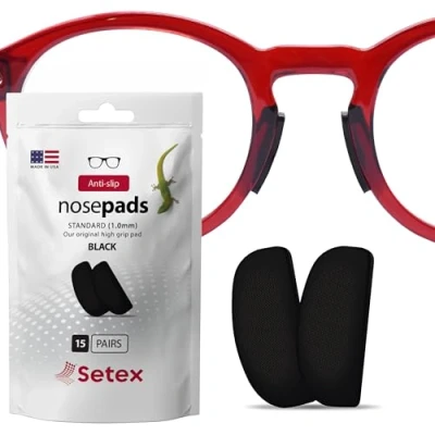 Obrázek Setex Gecko Grip Anti Rutsch Nasenpads für Brillen (15 schwarze Paare), innovative mikrotexturierte Fasern, ultrastarker Grip, selbstklebende Pads