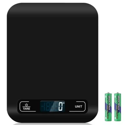 Obrázek kuchyňská váha digitální, 10 kg s LCD displejem a funkcí tára, na pečení vaření, měření přísad, přesně 1 g (černá)