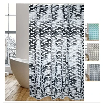 Obrázek MSV Cotexsa by Premium Anti Schimmel Textil sprchový závěs antibakteriální, lze prát, 100% vodotěsný, s 12 závěsnými kroužky polyester, &quot;Loft&quot; hnědý, bílý 180 x 200 cm Made in Spain