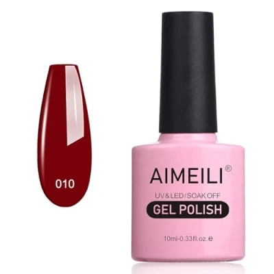 Obrázek AIMEILI Červený lak na nehty UV LED gelový odstranitelný tmavě červený 10 ml Red Vixen (010)