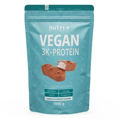 Obrázek Nutri + proteinový prášek Vegan Schoko kokos 1 kg 3k koktejl Veganský čokoláda Kokosový protein Chocolate Coconut 1000 g