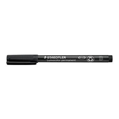 Obrázek STAEDTLER permanentní popisovač Lumocolor, černý, klínový hrot cca 1,0 2,5 mm, odolný proti rozmazání a vodě, Made in Germany, doplňovací, dlouhá životnost, 10 černých univerzálních tužek v