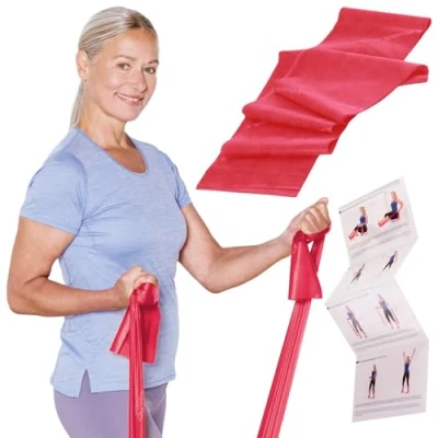 Obrázek TheraBand Originální fitness pás 2,5m odporový pro trénink celého těla, sílu a flexibilitu ideální fyzioterapii, sport (červený)