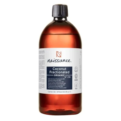 Obrázek Naissance Frakcionovaný kokosový olej BIO (č. 218) 870 ml certifikace, frakční, tekutý pro pokožku, kosmetiku, éterické oleje