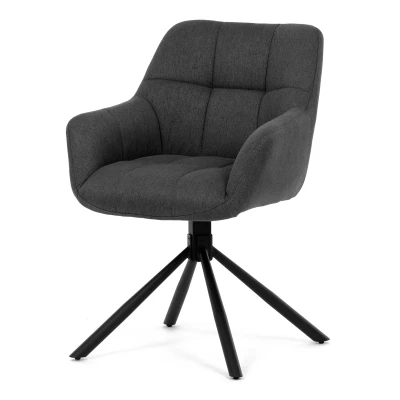 Obrázek Židle jídelní, tmavě šedá látka, otočný mechanismus 90/90 (L/P), černý kov HC 532 GREY2