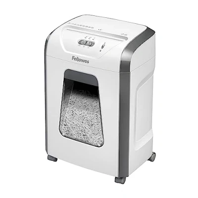 Obrázek Fellowes skartovačka do kanceláře doma 15 listů průřezu na psací stůl Powershred 15C Home Shredder s výsuvnou nádobou 19 l vysoký stupeň ochrany P4 bílá