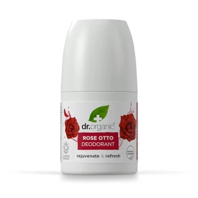 Obrázek Dr Organic Rose Otto Deodorant, bez hliníku, pro muže a ženy, přírodní, veganský, pokusů na zvířatech, parabenů SLS, Recycelt &amp; Recyclebar, certifikováno Bio, 50 ml