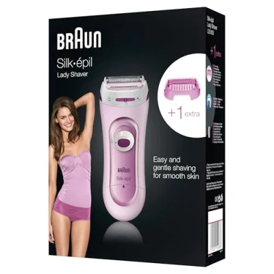 Obrázek Braun Silk épil Lady Shaver, bezdrátový dámský holicí strojek elektrický, elektrický a zastřihovač, pro intimní partie, Wet&amp;Dry, 5100, růžový