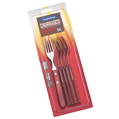 Obrázek Tramontina Steakgabel Set &quot;Gaucho&quot;, 6 teilig, Edelstahl, Holzgriff rot, FSC