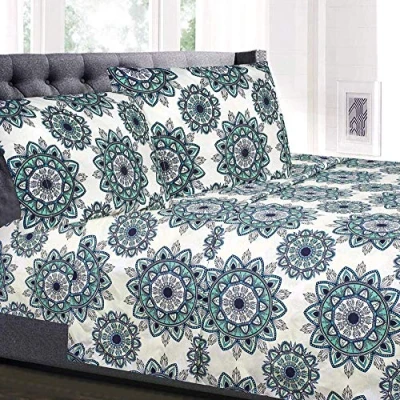 Obrázek Sweet Home Collection Fadenzahl 1800, weiche ägyptische Qualität, gebürstete Mikrofaser Laken Luxus Bettwäsche Set mit Bettlaken, Spannbettlaken, 2 Kissenbezügen, Marineblau, Twin