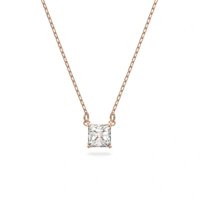 Obrázek Swarovski Attract Halskette, Quadrat, Weiss, Roségold Legierungsschicht