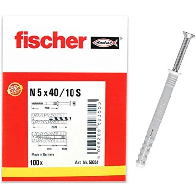 Obrázek fischer Hřebíkové hmoždinky N 5x40/15 S (100) 100 kusů č. výrobku 50351, šedé