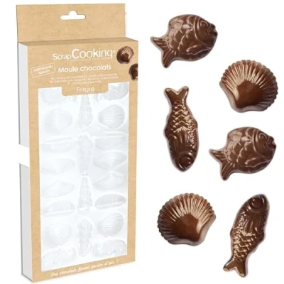 Obrázek ScrapCooking Ostern Schokoladenform Backform für Schokolade Professionelles Backzubehör Fische Muscheln Fischform Transparent 6750