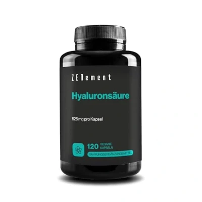 Obrázek Kapsle s kyselinou hyaluronovou, vysoká dávka 525 mg hyaluronu 500 700 kDa, 120 veganských kapslí (kapsle na 4 měsíce) laboratorně testováno, bez přísad Zenement
