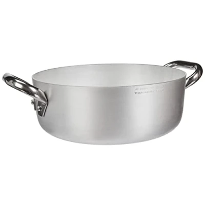 Obrázek Pentole Agnelli Flat hrnec se dvěma rukojeťmi, z hliníku 3 mm, stříbrná/černá, 24 cm