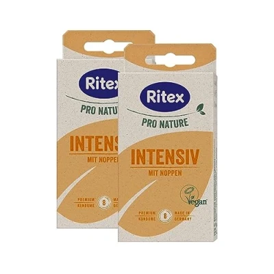 Obrázek Ritex Intenzivní kondomy Pro Nature přirozeně nopky veganské, udržitelné, vyrobeno v Německu, 16 kusů