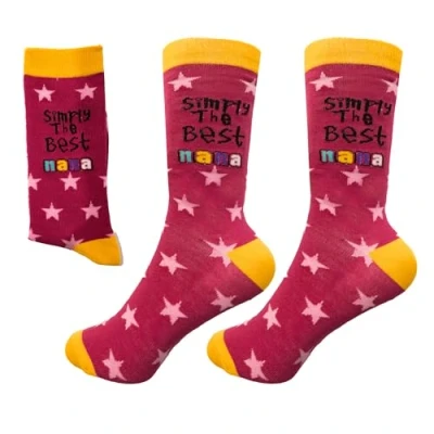 Obrázek SHATCHI Damen Simply The Best Nana Neuheit Socken für Frauen Designer Großmutter Oma Geburtstag Weihnachten Mo, Rosa und Gelb, Einheitsgröße EU