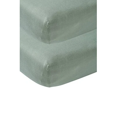 Obrázek Meyco Dětské napínací prostěradlo Wiege Uni Stone Green 40 x 80/90 cm balení po 2 ks