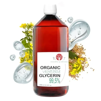 Obrázek Čistý tekutý bio rostlinný glyzerin. Certifikovaný biologický. Glycerin Basis Přírodní kosmetika pro domov. hydratační krém (pokožka a vlasy) 1000 ml / 1 kg