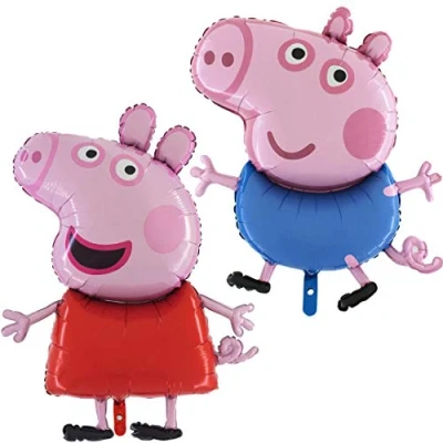 Obrázek Sada 2 ks balónků Peppa Pig a křupavé balónky, fóliový balónek vhodný pro hélium, narozeninovou dekoraci party, dekorace, nafukovací